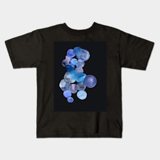 Watercolor Bubbles with black background Kids T-Shirt